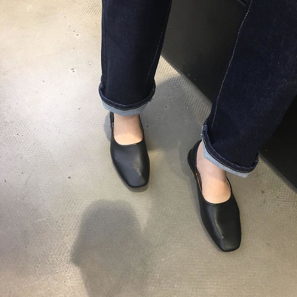 Damer Dam Mjukt Läder Balett Flats Skor Beige 9