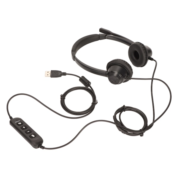 Telefonheadset Professionell Binaural Brusreducerande Justerbar Volym USB Business Headset för Kundtjänst