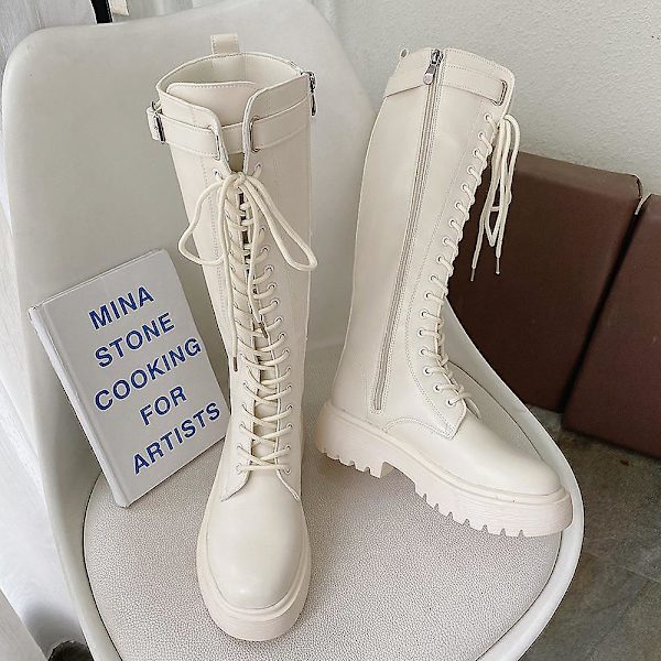 Kvinnor Tjocka Winter Knight Boots White 36