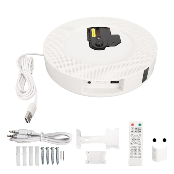 Väggmonterad CD-spelare Bluetooth Högtalare Stöd FM-radio LCD-skärm USB Bärbar CD-spelare med Fjärrkontroll 100?240V EU-kontakt
