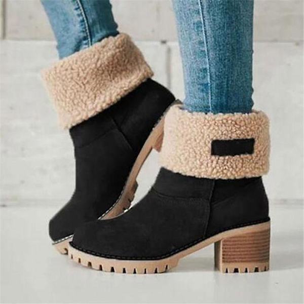 Varm och bekväm Casual Snow Vinter Rund Toe Boots black 42