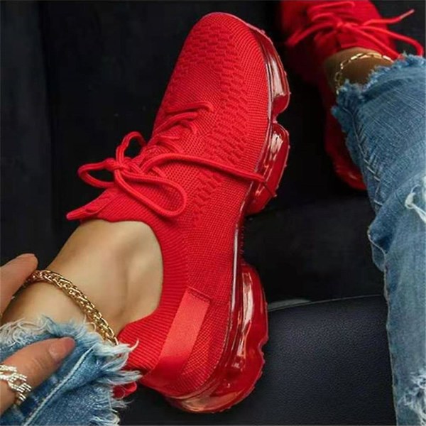 Andningsbara sneakers för kvinnor, snörskor i mesh multi 37