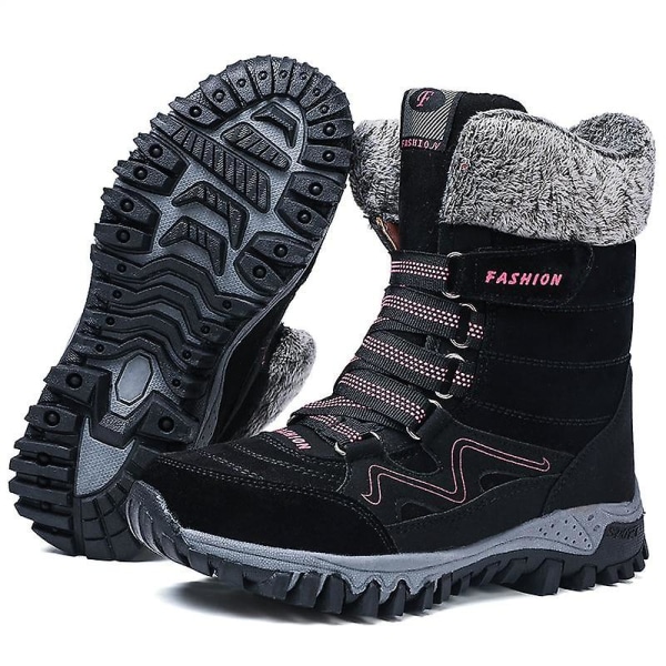 Nytt mode snökängor för kvinnor i mockaläder Black 5.5