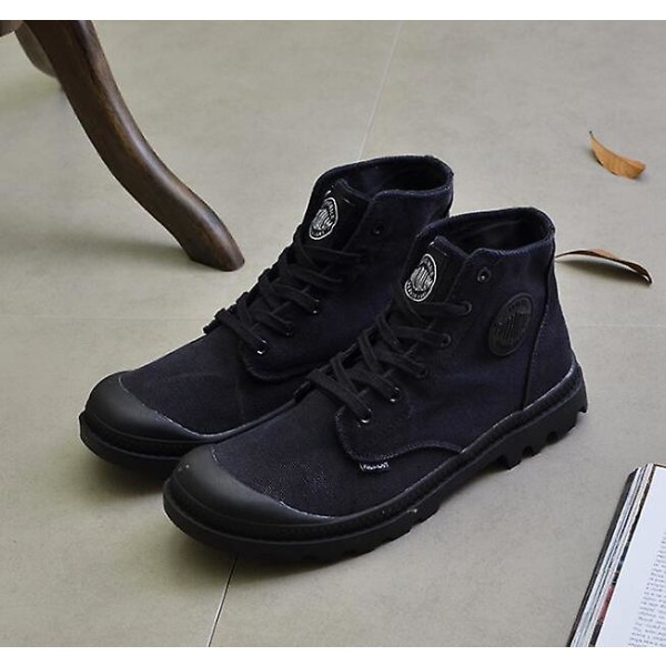 Fritid High-top, platta bekväma sneakers, Casual Shoes med snörning Black 6.5