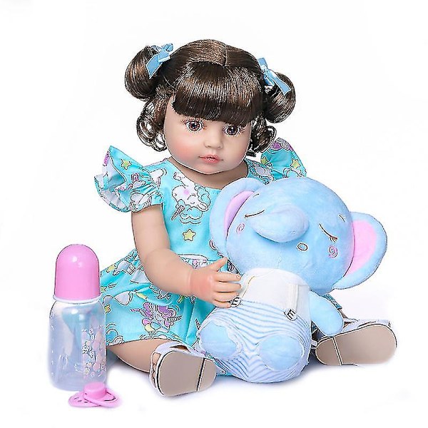 50 cm Kroppsmjuk silikon sött ansikte Reborn Toddler Baby Födelsedag Julklappsdocka Flower jumpsuit