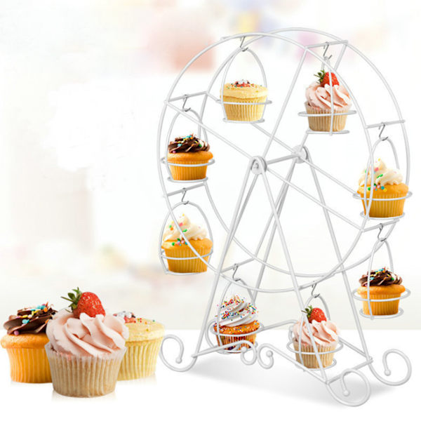 Ferris Wheel Cupcakes Ställ Cupcakehållare Rack 8 Koppar Dessert Serveringsbricka Bröllopsfest Inredningstillbehör