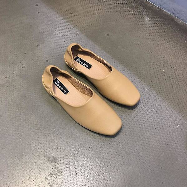 Mjuka ballerinaskor i läder för dam apricot 8.5