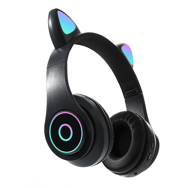 Bluetooth-headset med kattöron, söt stereo, justerbar, laddningsbar, trådlöst musikheadset med lampor för flickor och pojkar