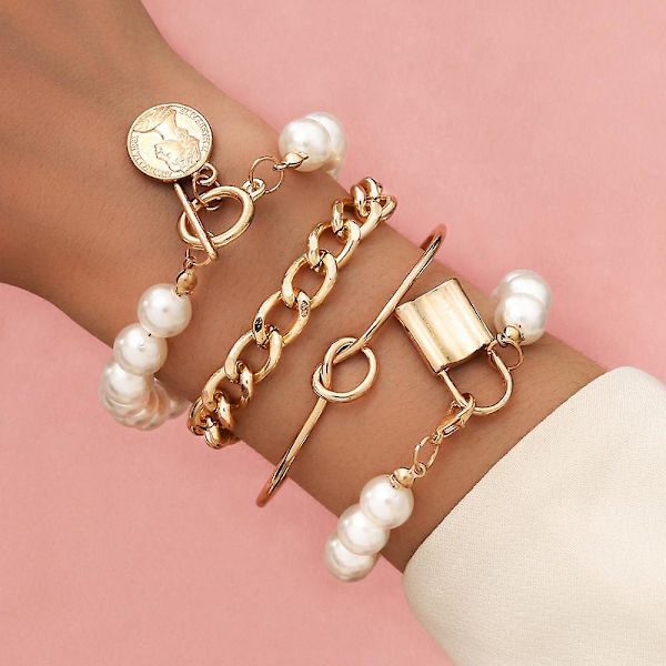 Imitation Pearls Lock Armband Round 8