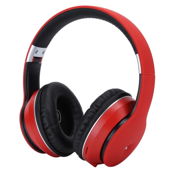 Trådlöst Bluetooth-stereoheadset MP3 för musik, spel, datorer, stöd för minneskort, rött