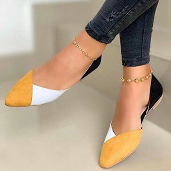 Hösten Kvinnor Platt Mode Blandad spetsig tå Slip On Casual bekväma sandaler Yellow 41