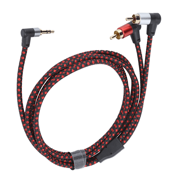 90° 3,5 mm hane till 2RCA hane ljudkabel ABS stereomikrofonkabel för DVD-högtalare 2m