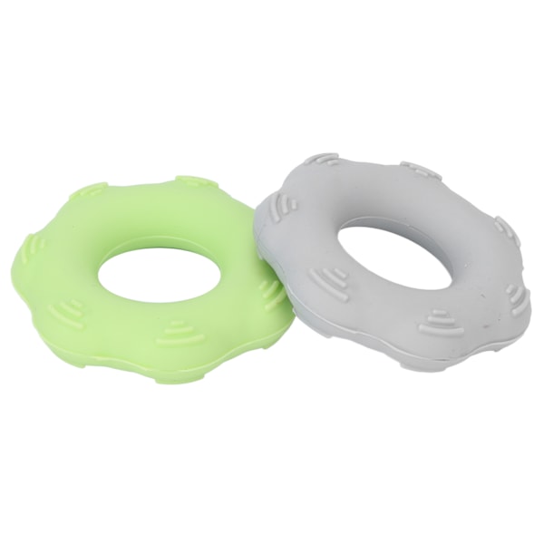 2 st Silikon Finger Träningsring Massage Konvex Punkt Handgrepp Förstärkare Grön Grå 30lb