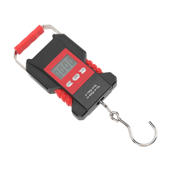 Digital fiskvåg 50 kg med bakgrundsbelyst LCD-display, USB-laddning, fiskevåg med måttband för bagage och resor