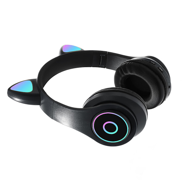 Bluetooth-headset med kattöron, söt stereo, justerbar, laddningsbar, trådlöst musikheadset med lampor för flickor och pojkar