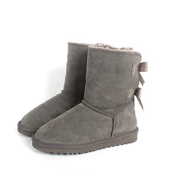 Vinterkängor för kvinnor i äkta läder 38 / 2 bow grey