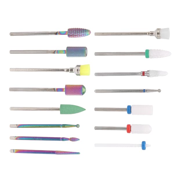 15 st Professionell Nagelkonst Borr Set Elektrisk Manikyr Maskin Bits Sander Tip