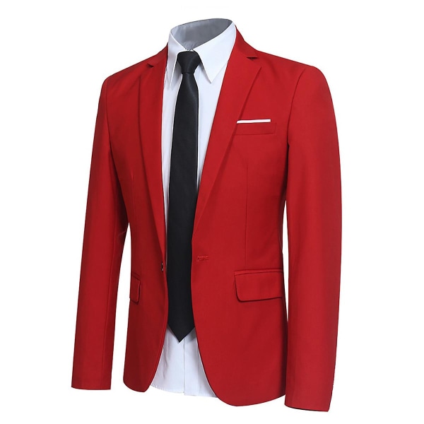 Enknapps blazer Casual Top Jacka för män röd M