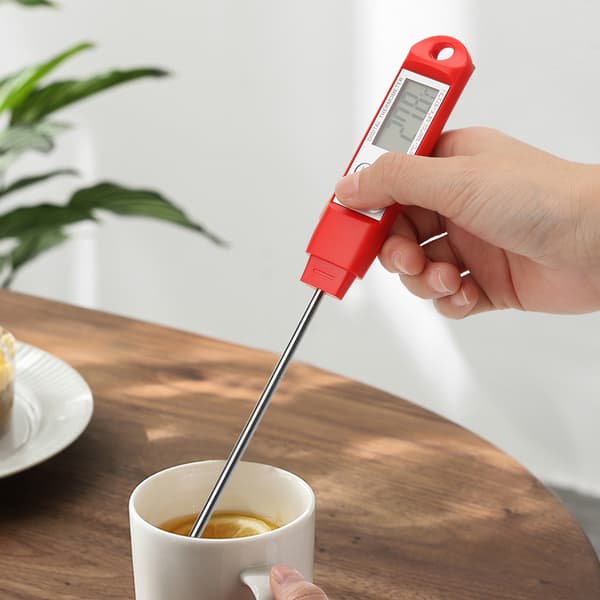 Digital mattermometer av sondtyp, portabel BBQ-grilltermometer för kök, röd
