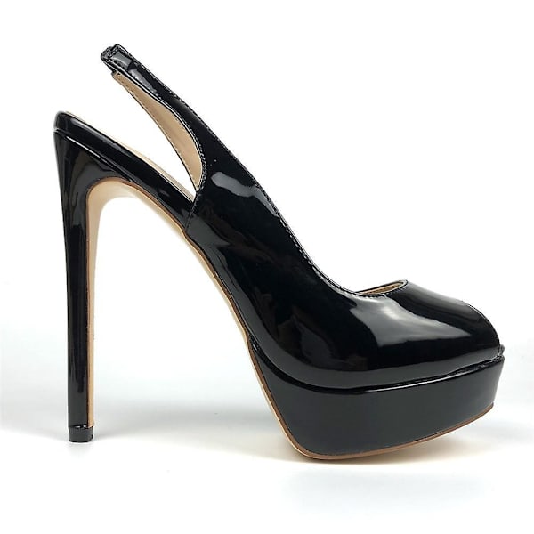 Peep Toe, Högklackade Ankelremmar, Pumps Platåsandaler (set-b) red black 39