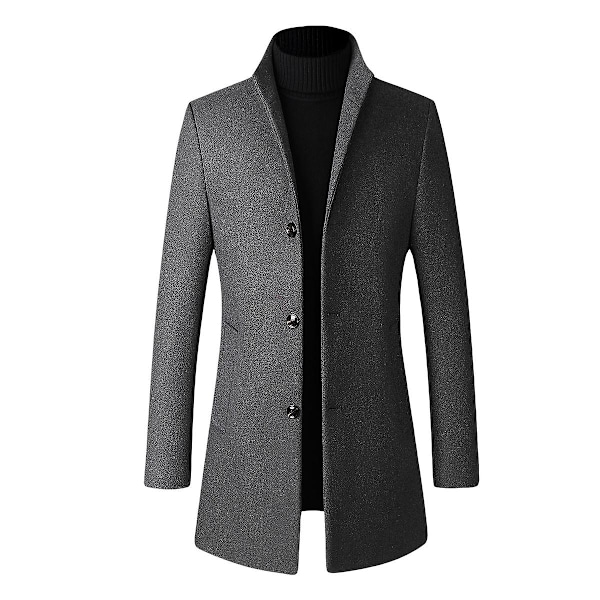 Slim Fit Stativkrage Höstull överrock för män grå M