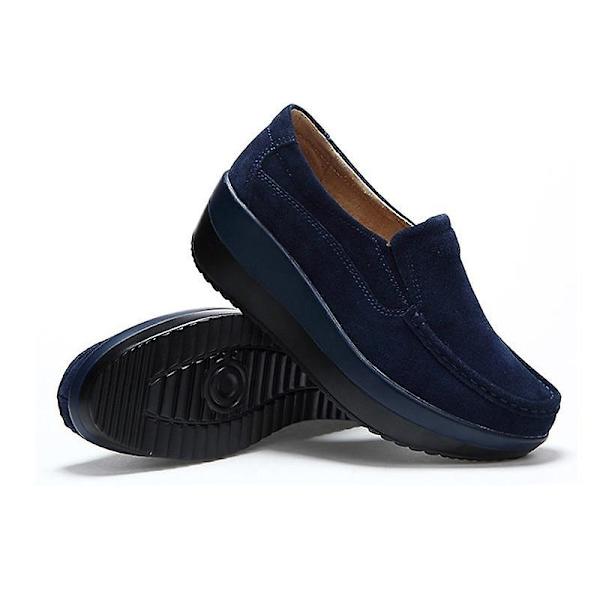 Höst Dam Platformskor, Läder Flats Tjock Sula Loafers Gray 6