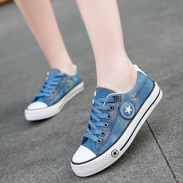 Bekväma platta damskor i denim Sky Blue 7