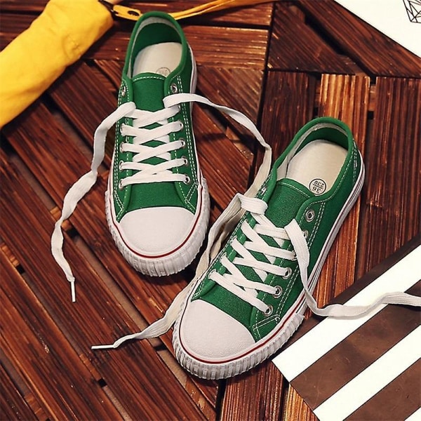 Platta män Klassiska solida snörskor för män Casual Sneakers Green 42