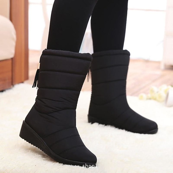 Kvinna varma päls plattform boots, snö boots Red 43