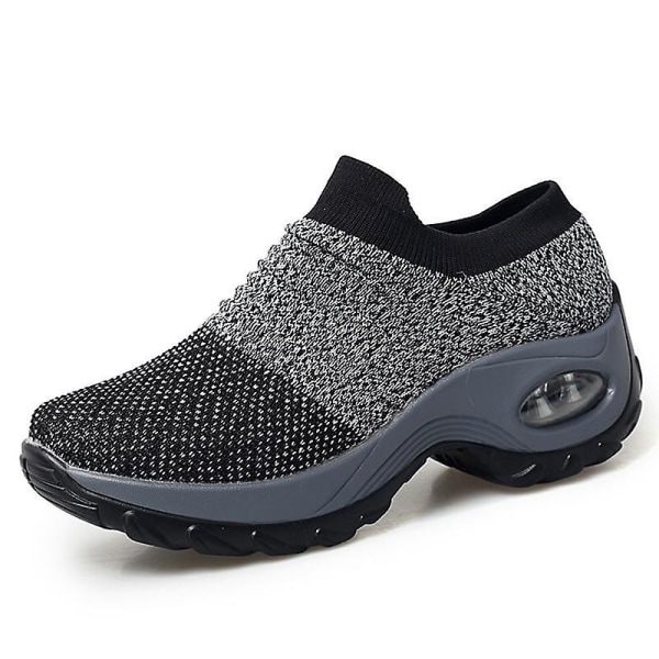 Casual- Chunky Knitted Platform, Walking Sneakers Set-c black 40
