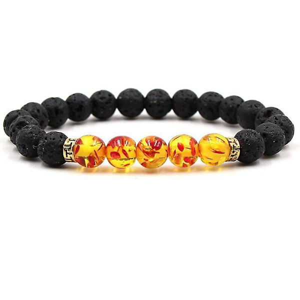 Chakra Armband Herr Svart Lava Healing Balance Beads Naturstensarmband emotional