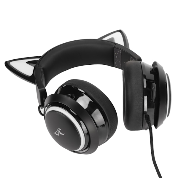 Spelheadset med mikrofon Hög känslighet USB-trådbundna hörlurar Kattöron-huvudbandsdesign