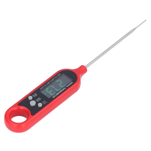 Matlagnings-termometer i pennmodell, elektronisk rostfri sond, grilltermometer för kök, röd