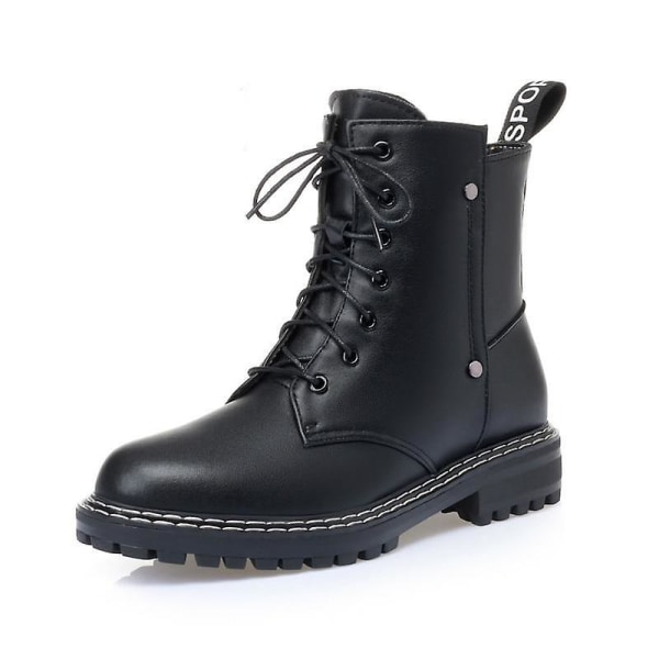 Äkta Läder Snökängor, Dam Ull Vinterkängor black not fur 5