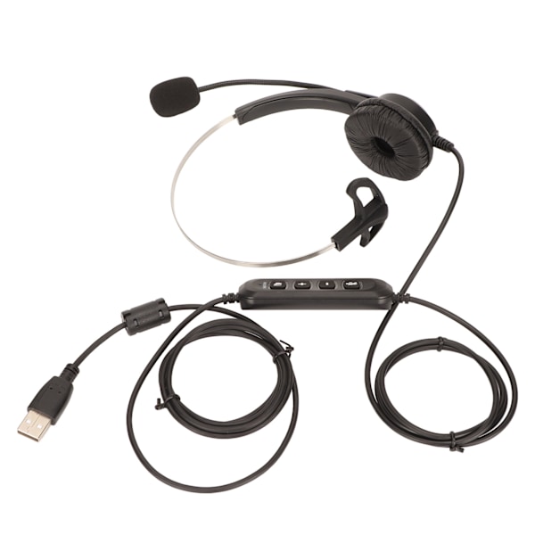 USB-headset för affärer med brusreducering, ensidig öronhörlur, stöd för samtal, volymjustering av högtalare, mikrofonstängning