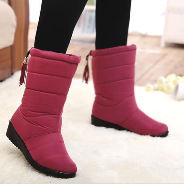 Kvinna varma päls plattform boots, snö boots BLACK 42