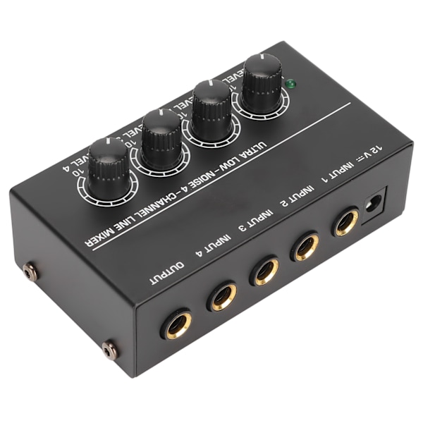 4-kanals linjemixer Stereo Kompakt Lågt Brus Justerbar Volym Ljudmixer för Klubbar Barer 100–240V EU-kontakt