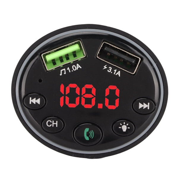 Billaddare Adapter USB Laddning MP3 Trådlös Bluetooth 5.0 FM-sändare med LED-display för bilar