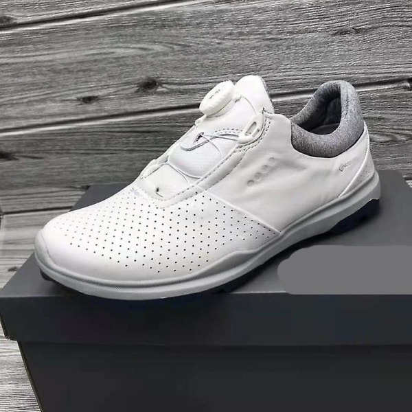 Golfskor i äkta läder för män, Sneakers för utomhussporter White 11.5