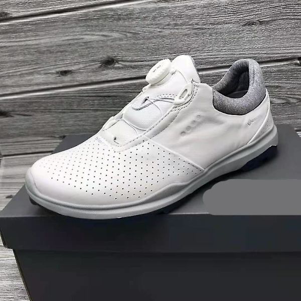 Golfskor i äkta läder för män, sportskor för utomhusbruk White 6.5