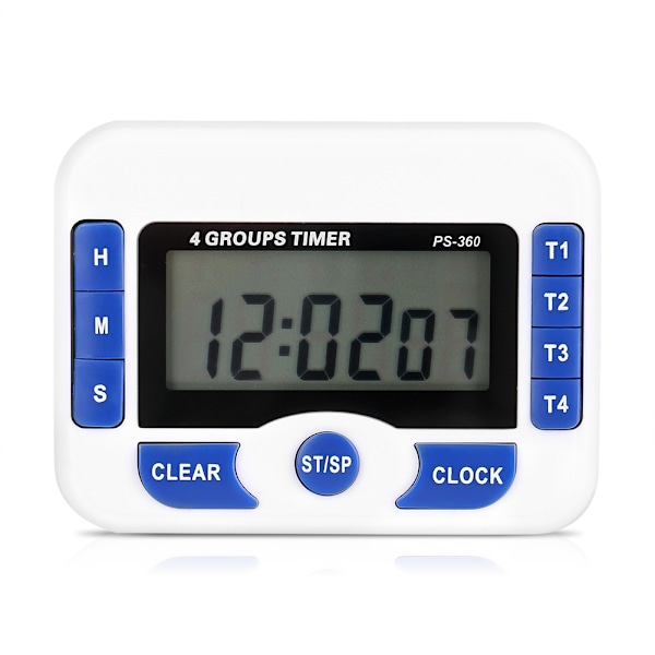 Digital 4-kanals oberoende grupptimer nedräkning magnetisk köksklocka