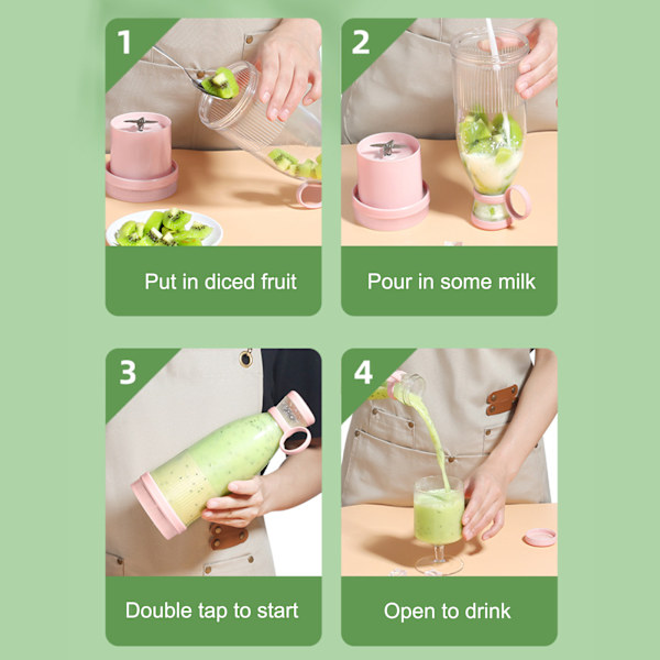Bärbar Vattenflaska Juicepress Multifunktionell Blender Mini USB Juicekopp för Shake