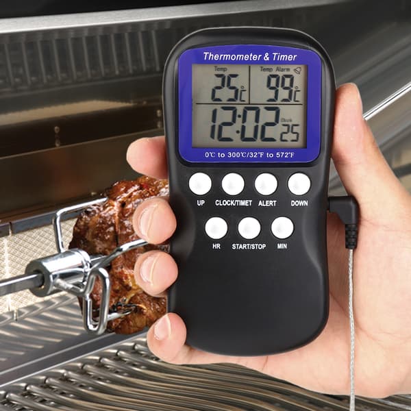 LCD Digital Matlagnings Termometer med Timer Probsensor för Kök Matlagning Bakning BBQ