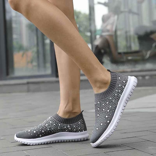 Women Trainers Stickade Slip-on Sock Skor / Sneakers PINK 7