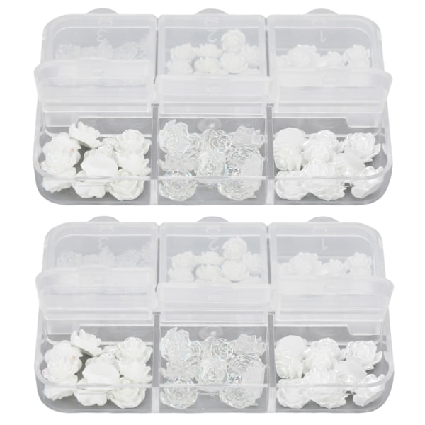2 Ask Nageldekorations Delicate Kompakta Vita Ros Kamelia Rhinestones för Flickor