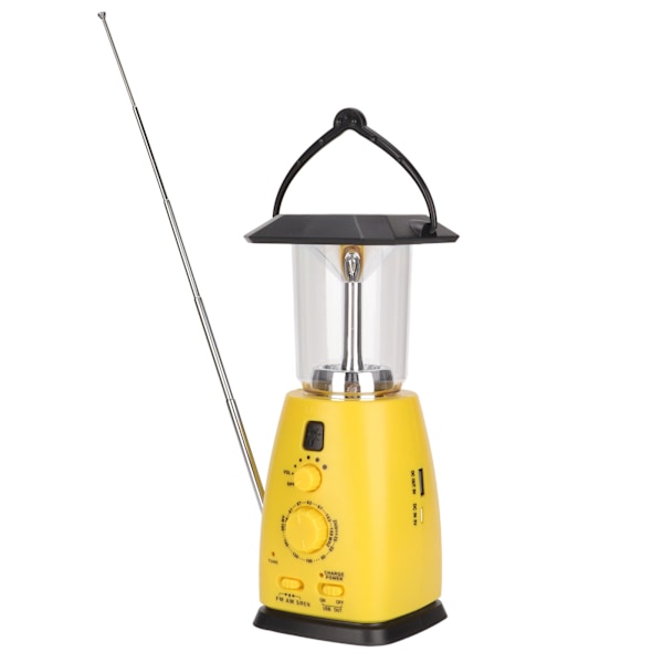 RD249 Handvevad Radio Laddningsbar Handhållen Multifunktionell Ström Solenergi Nödlampa Radio med Campinglampa