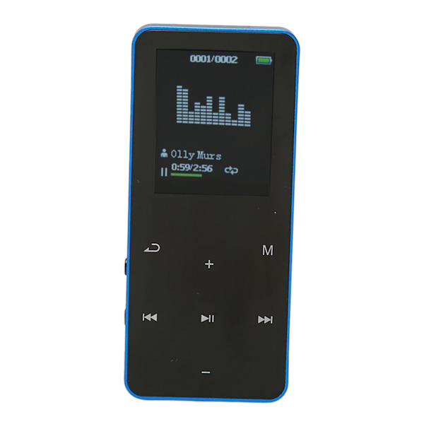 MP3-spelare 8G Bluetooth 4.2 1,8 tum skärm Brusreducering Förlustfri Bärbar MP4-spelare med Översättningsordbok Blå