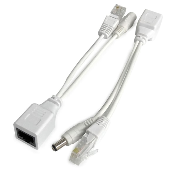 1 par Passiv PoE-injektor och splitter-kit 12V PoE-injektor och splitter för trådlös nätverksenhetstillbehör Vit