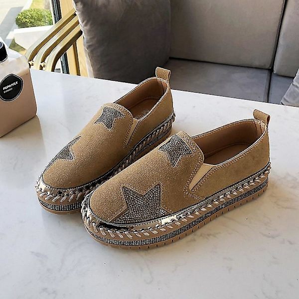 Kvinna Casual Platt Mjuk, Walking Skor Sneaker kaqi 36
