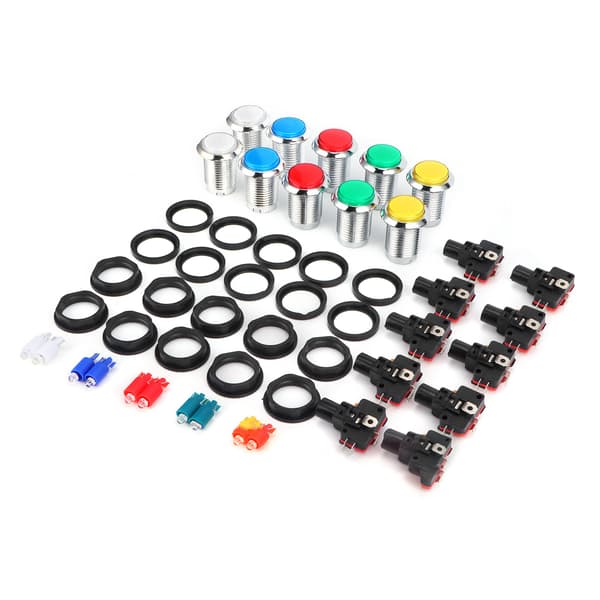 32 mm Runda Silverpläterade Knappar med Ljus för Spelkonsol - Arcadeknappar